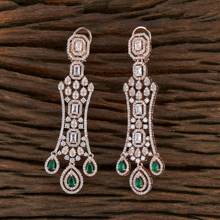 Cz Long Earring With Rose Gold Plating