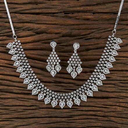 Cz Classic Necklace With Rhodium Plating