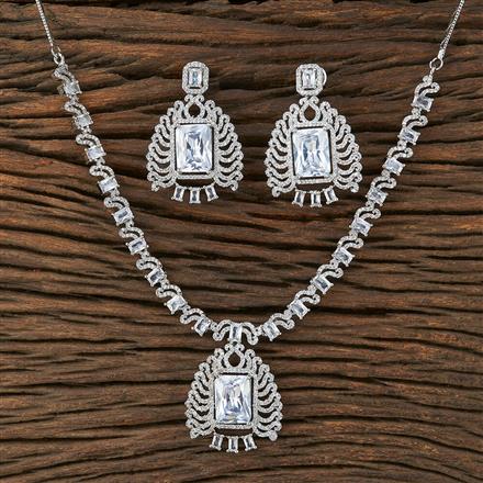 Cz Classic Necklace With Rhodium Plating