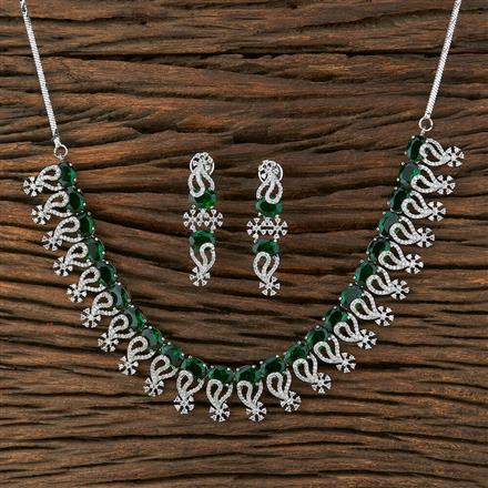 Cz Classic Necklace With Rhodium Plating