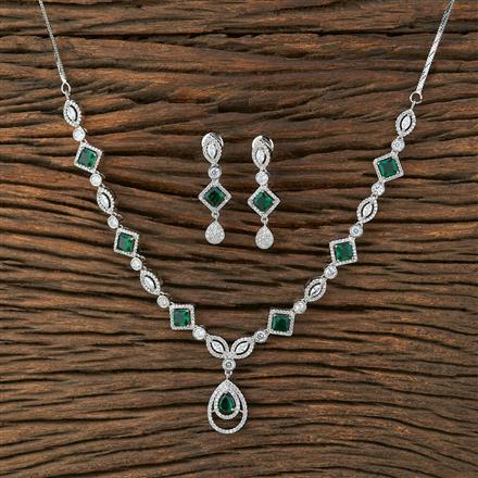 Cz Delicate Necklace With Rhodium Plating