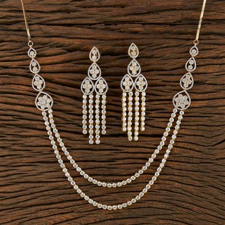 Cz 2 Line Necklace With 2 Tone Plating