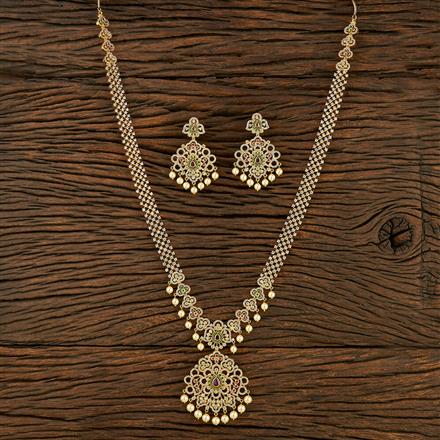 Cz Long Necklace With Gold Plating