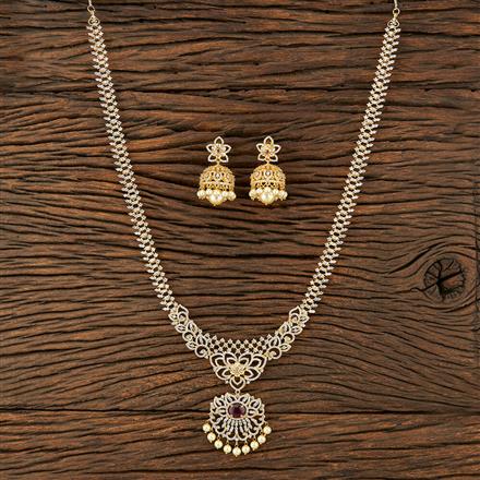 Cz South Indian Necklace With Gold Plating