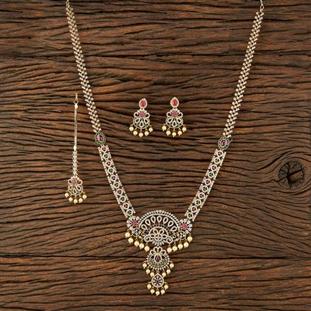 Cz South Indian Necklace With Gold Plating