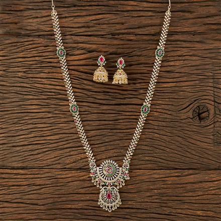 Cz Long Necklace With Gold Plating