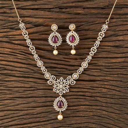 Cz South Indian Necklace With Gold Plating