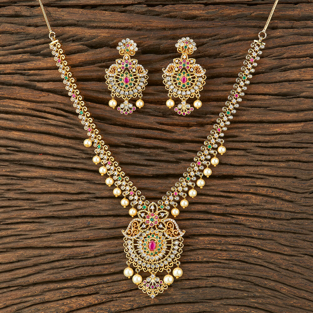 Buy Cz South Indian Necklace With Gold Plating 421296 | Kanhai Jewels