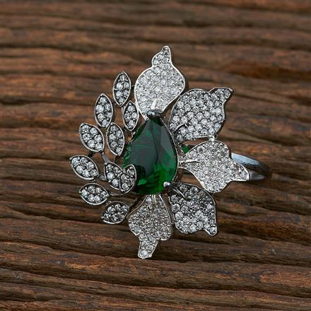 Cz Adjustable Ring With Black Plating