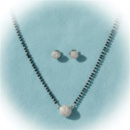 American Diamond Delicate Mangalsutra With 2 Tone Rhodium Plating