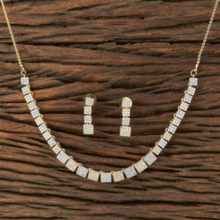 Cz Delicate Necklace With 2 Tone Plating