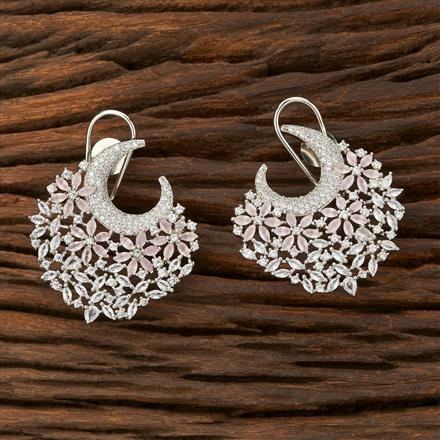 Cz Chand Earring With Rhodium Plating