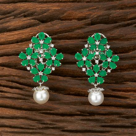 Cz Classic Earring With Rhodium Plating