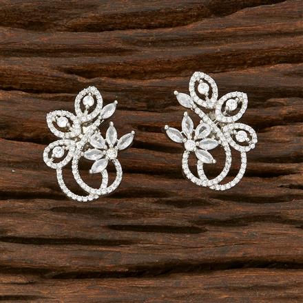 Cz Short Earring With Rhodium Plating