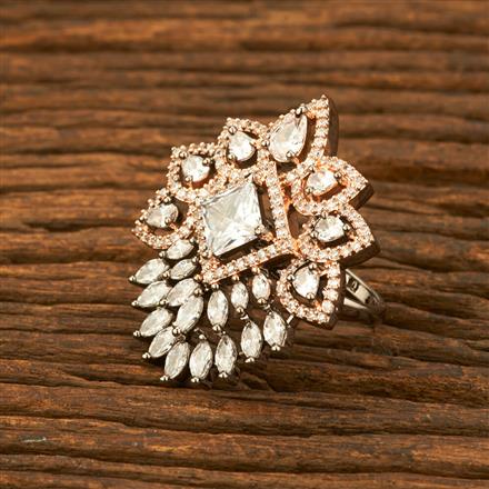 Cz Adjustable Ring With Black Rose Plating