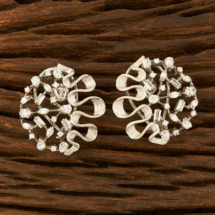 Cz Classic Earring With Rhodium Plating