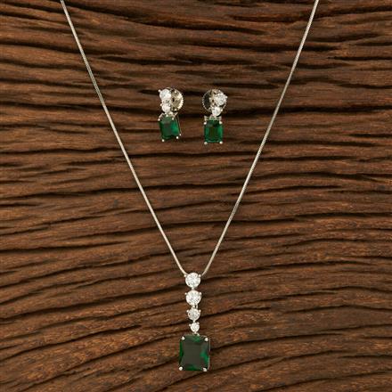 Cz Delicate Pendant Set With Rhodium Plating
