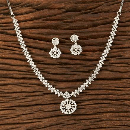 Cz Delicate Necklace With Rhodium Plating