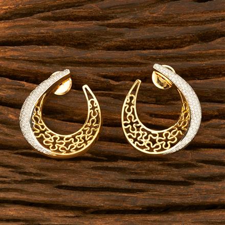 Cz Chand Earring With 2 Tone Plating