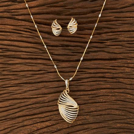 Cz Classic Pendant Set With 2 Tone Plating
