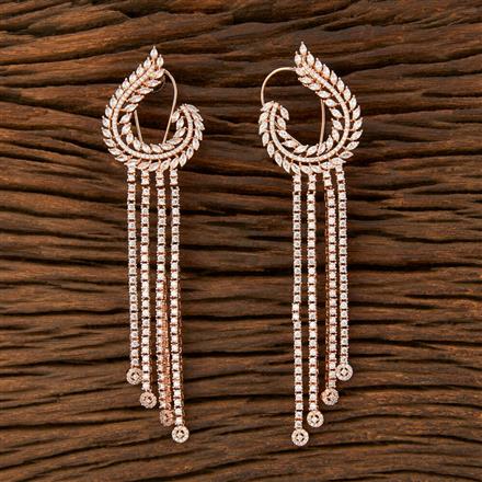 Cz Long Earring With Rose Gold Plating