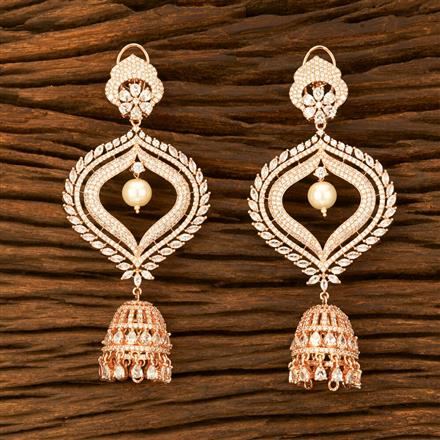 Cz Long Earring With Rose Gold Plating