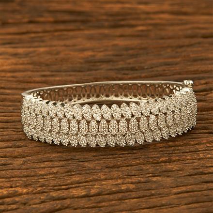 Cz Classic Kada With Rhodium Plating