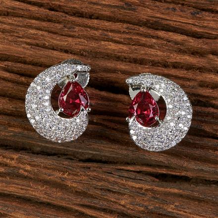 Cz Chand Earring With Rhodium Plating
