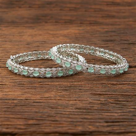 Cz Openable Bangles With Rhodium Plating