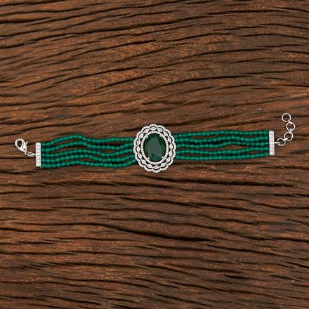 Cz Bandhai Bracelet With Rhodium Plating