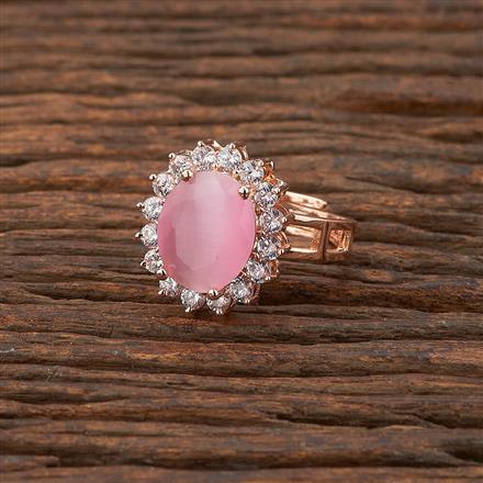 Cz Adjustable Ring With Rose Gold Plating