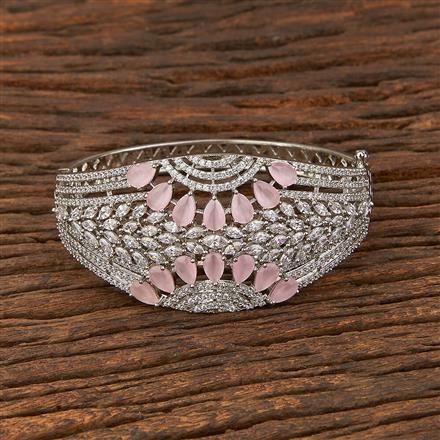 Cz Broad Kada With Rhodium Plating