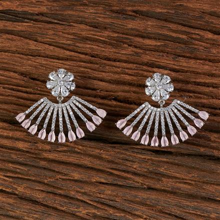 Cz Short Earring With Rhodium Plating