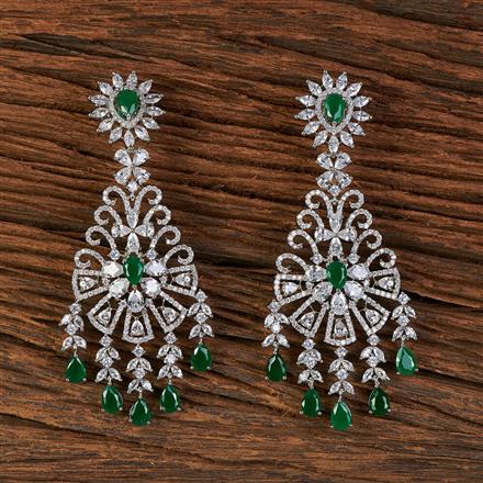 Cz Classic Earring With Rhodium Plating