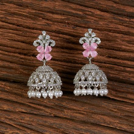 Cz Jhumki With Rhodium Plating