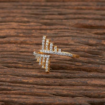 Cz Adjustable Ring With 2 Tone Plating