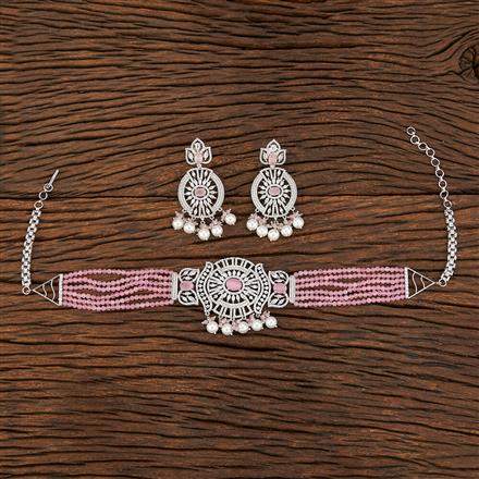 Cz Bandhai Necklace With Rhodium Plating