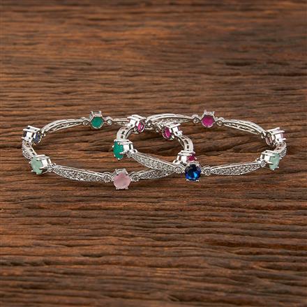 Cz Delicate Bangles With Rhodium Plating