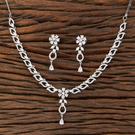 Cz Delicate Necklace With Rhodium Plating