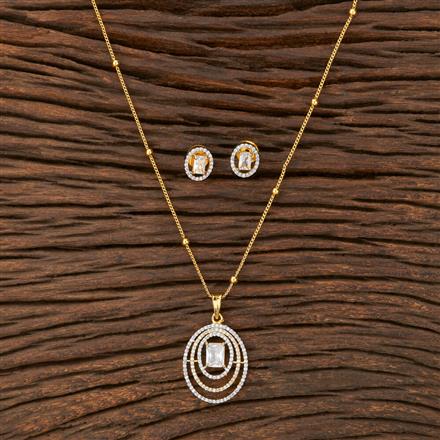 Cz Delicate Pendant Set With 2 Tone Plating