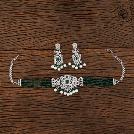 Cz Bandhai Necklace With Rhodium Plating