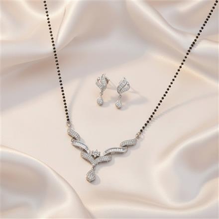Cz Tanmaniya Mangalsutra With Rhodium Plating