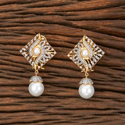 Cz Short Earring With 2 Tone Plating