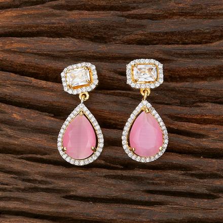 Cz Short Earring With 2 Tone Plating