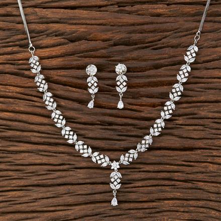 Cz Classic Necklace With Rhodium Plating