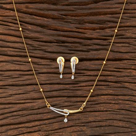 Cz Delicate Pendant Set With 2 Tone Plating
