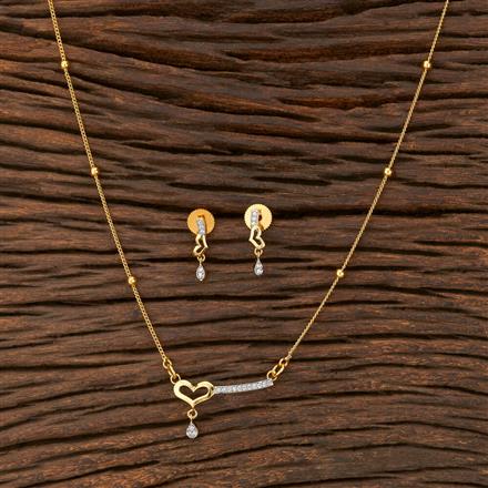 Cz Delicate Pendant Set With 2 Tone Plating