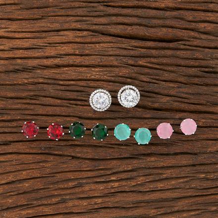 Cz Changeable Stone Earring With Rhodium Plating