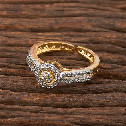 Cz Adjustable Ring With 2 Tone Plating