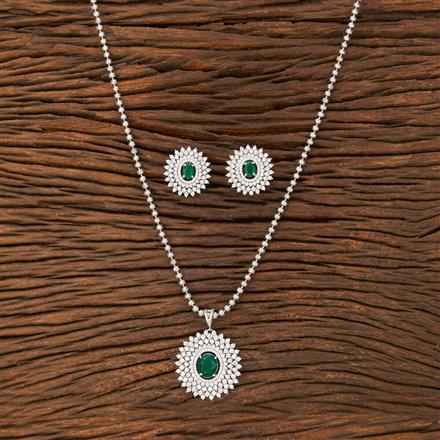 Cz Classic Pendant Set With Rhodium Plating